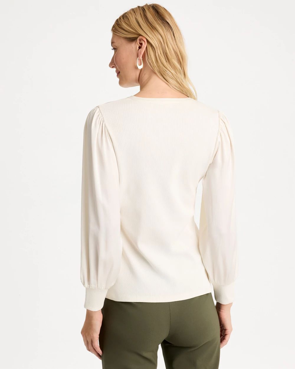 Satin Sleeve Henley Top click to view larger image.