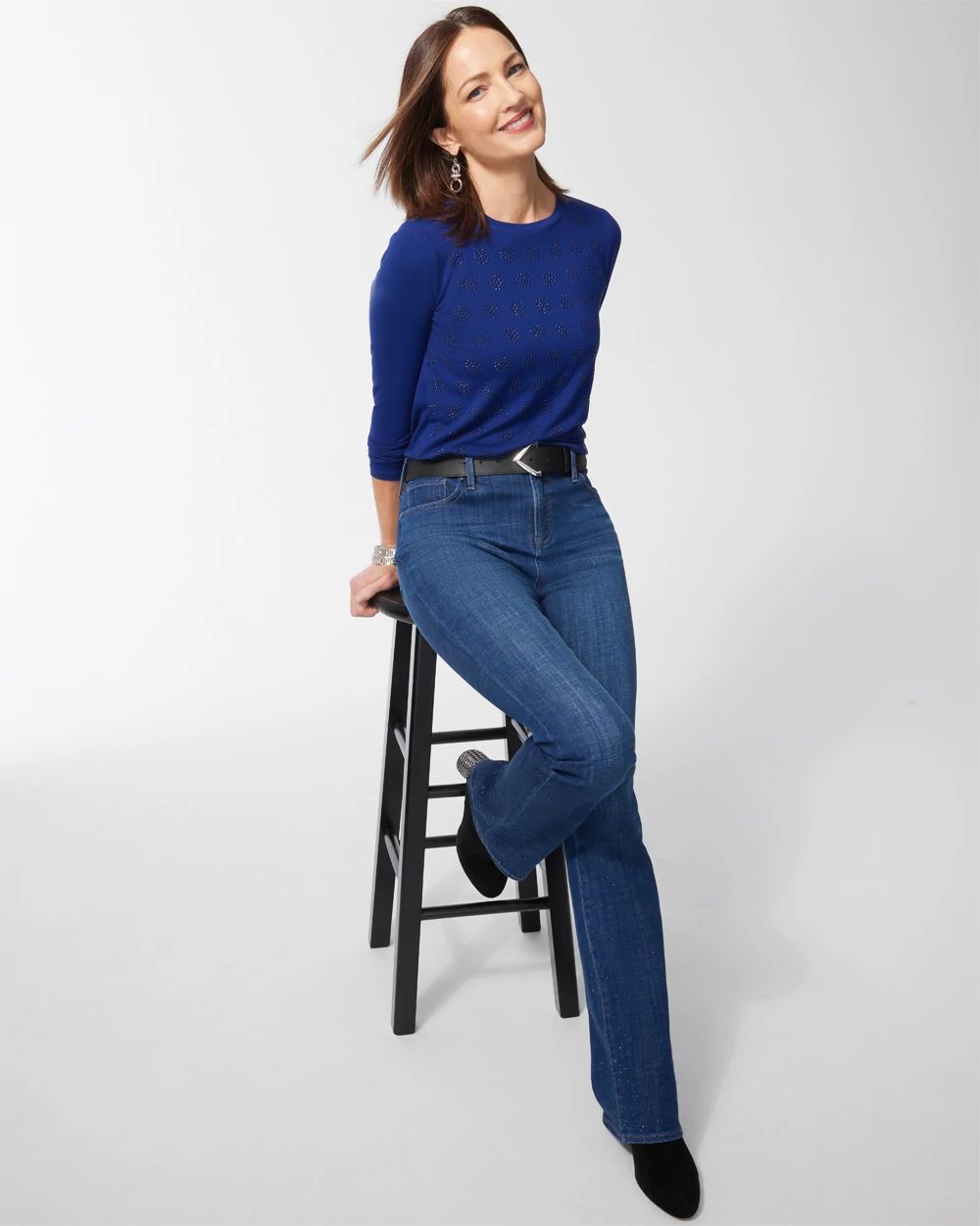 Touch of Cool Blue Embellished Layering Tee