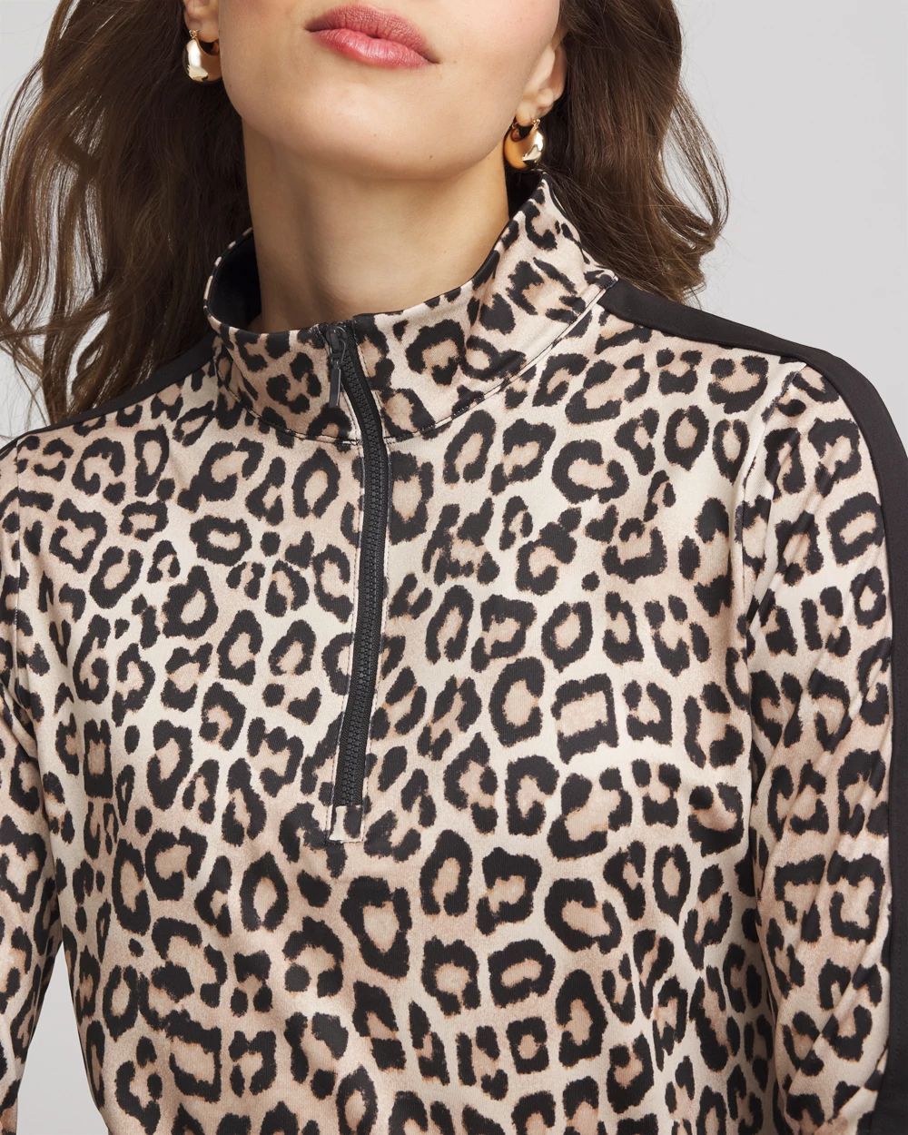 Zenergy® UPF Animal-Print Half-Zip Pullover Top click to view larger image.