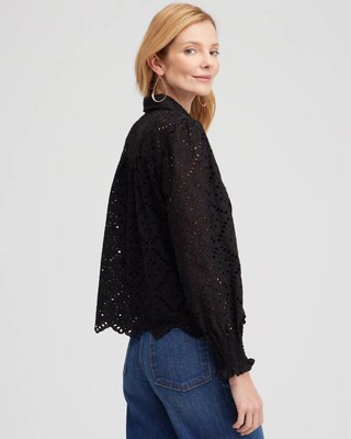 Eyelet Scallop Hem Blouse