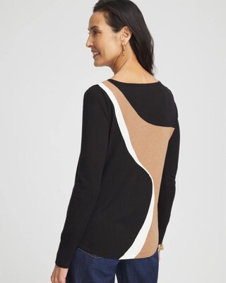 Intarsia Colorblock Bateau Neck Sweater click to view larger image.