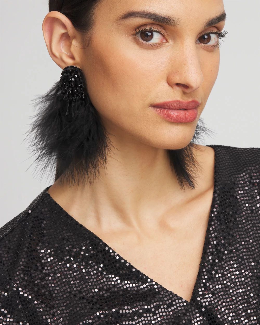 No Droop™ Black Feather Drop Earrings