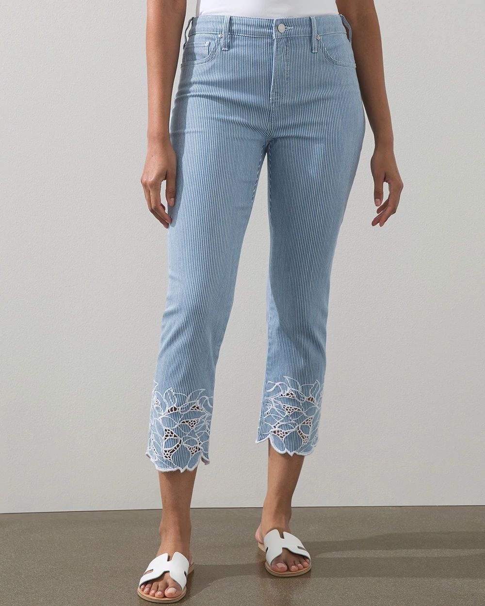 Girlfriend Embellished Stripe Crops