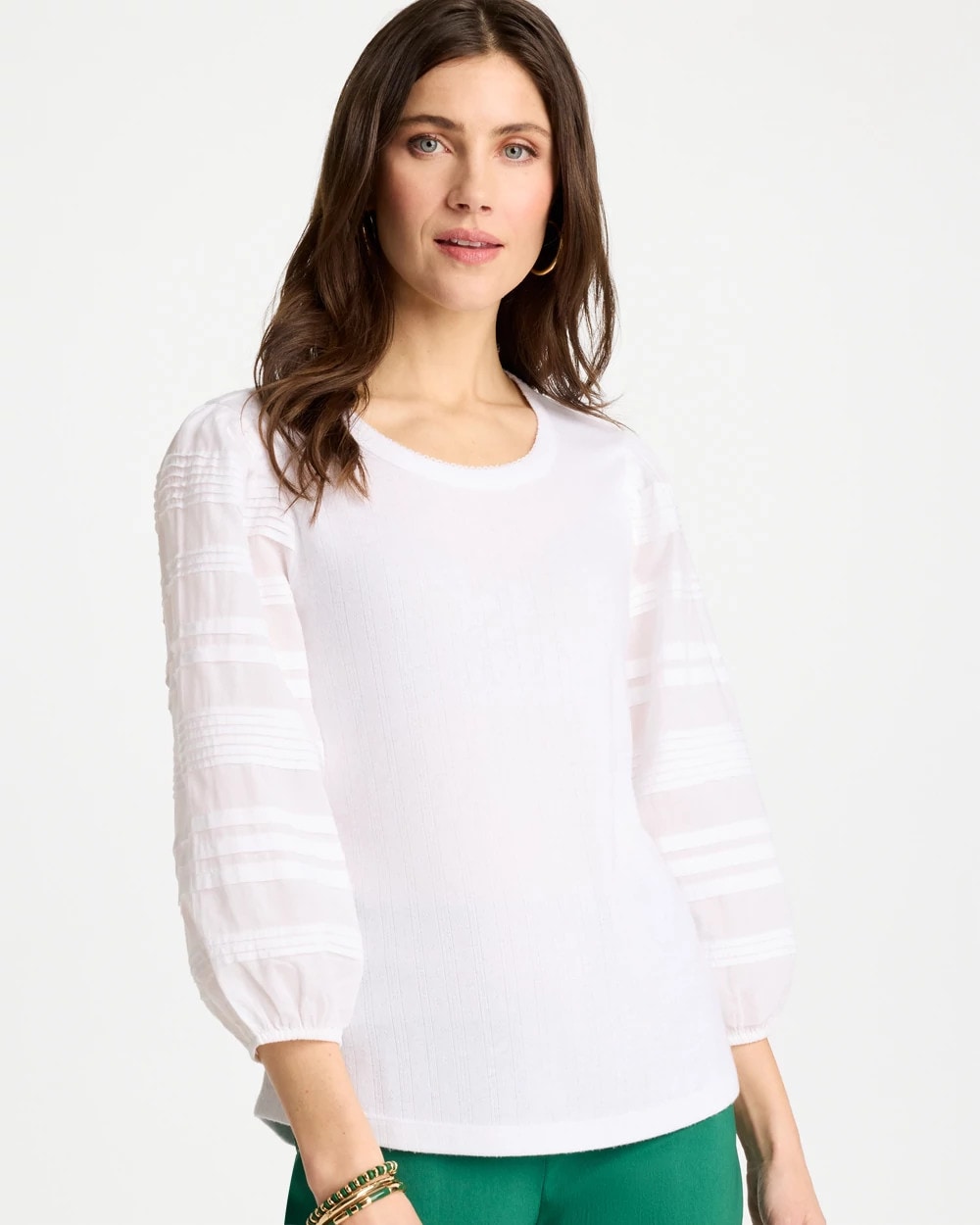 Pintuck Puff Sleeve Tee