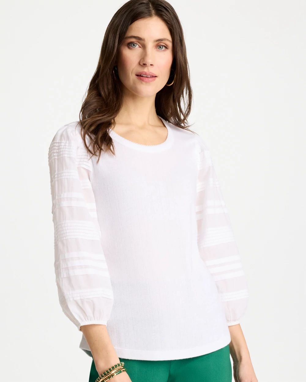 Pintuck Puff Sleeve Tee click to view larger image.