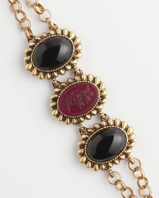 Black Red Cab Toggle Bracelet click to view larger image.