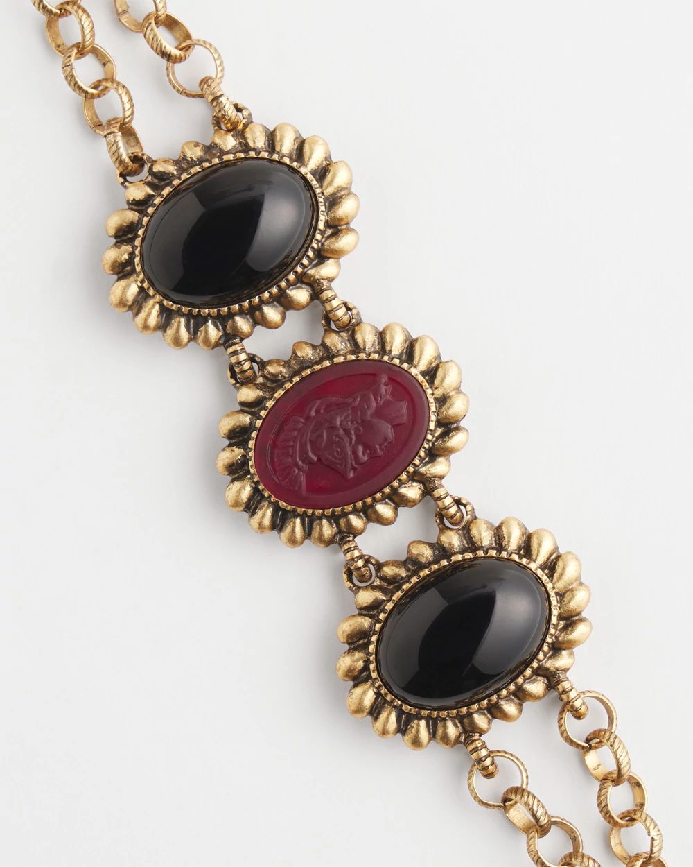 Black Red Cab Toggle Bracelet click to view larger image.