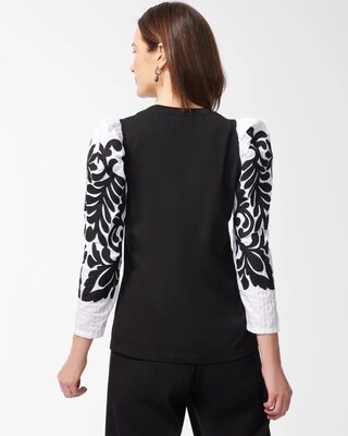 White Jacquard Sleeve Tee