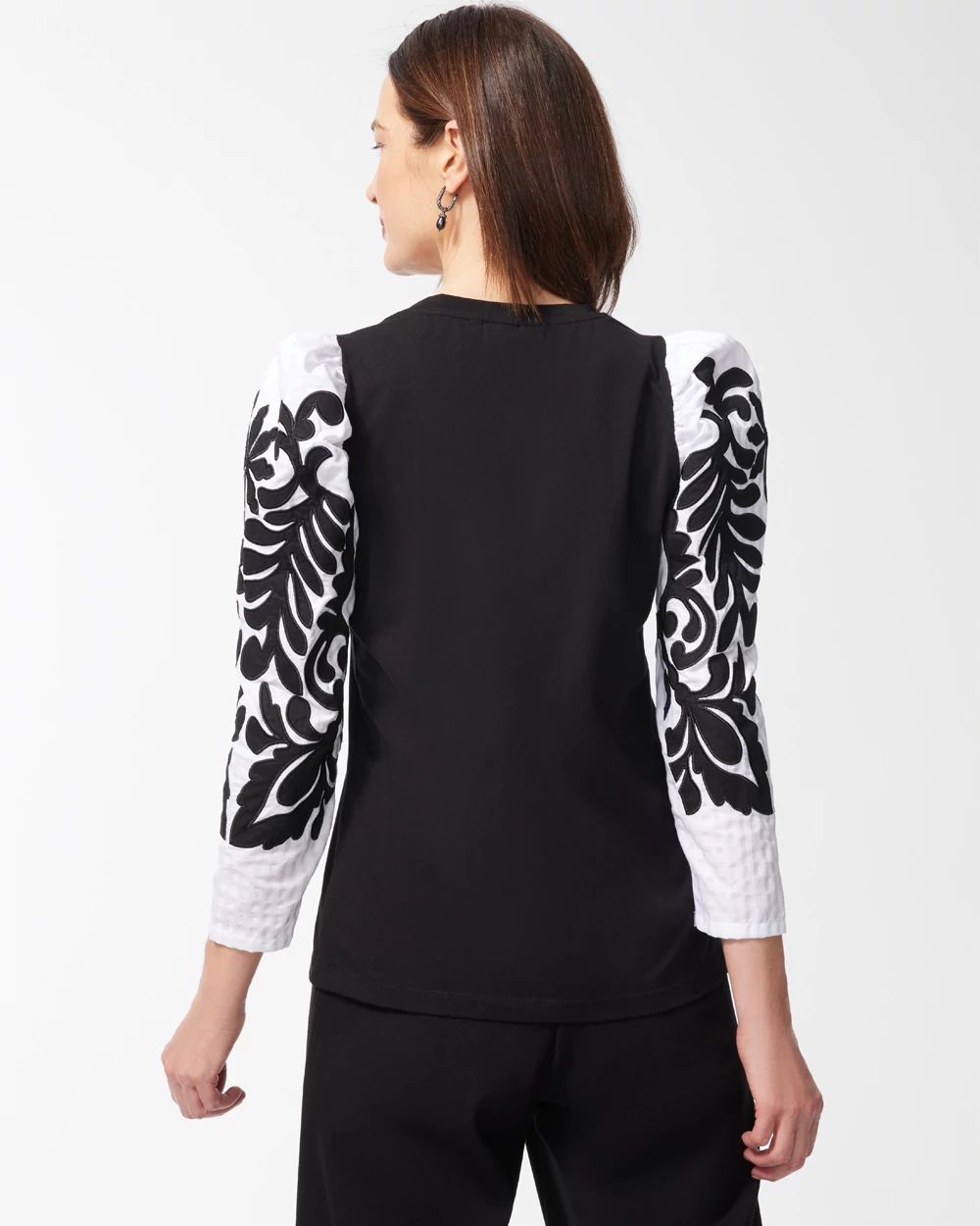 White Jacquard Sleeve Tee