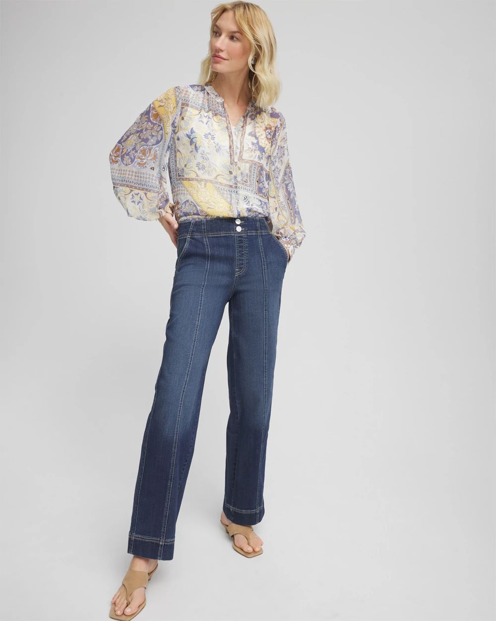 Pull-On Wide-Leg Jeans