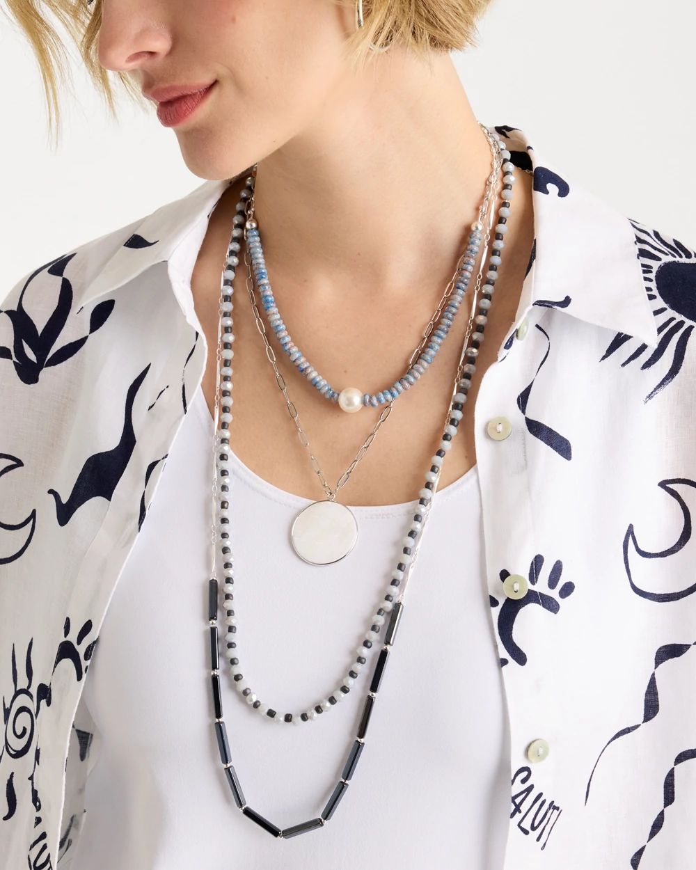 Siren Pendant Layered Necklace click to view larger image.