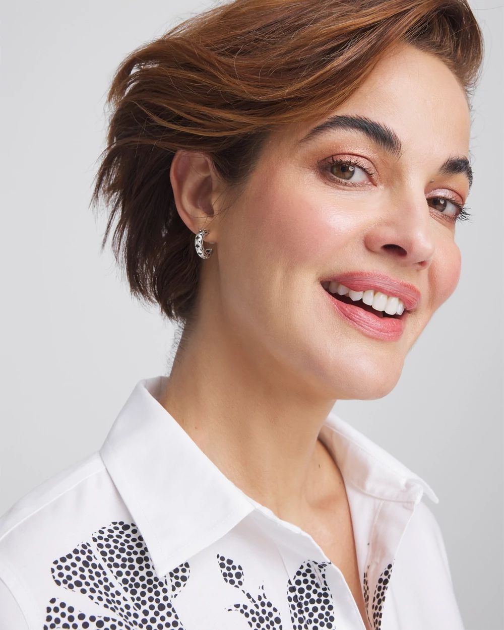 No Droop® Textured Silver Tone Hoop Earrings click to view larger image.