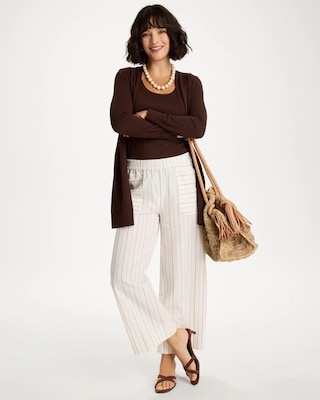 Pinstriped Linen-Cotton Crop Pant click to view larger image.