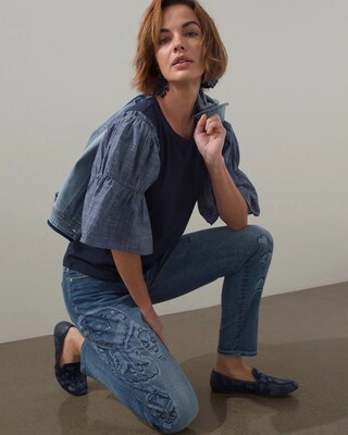 Chambray Tiered Sleeve Tee
