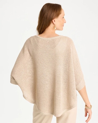 Sequin Boatneck Rounded Hem Poncho click to view larger image.