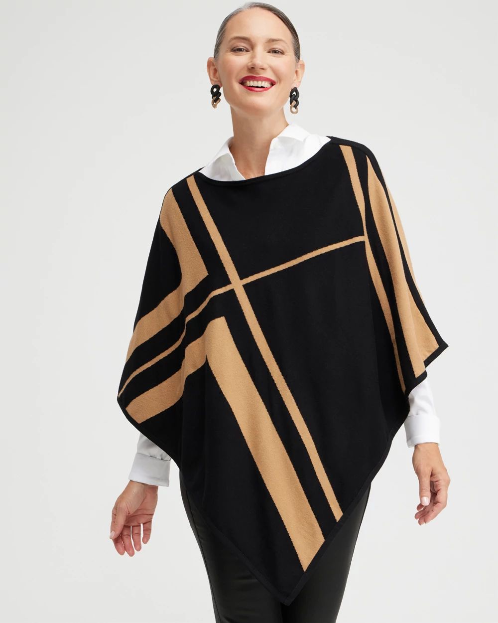 Reversible Knit Triangle Poncho