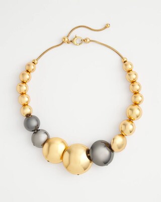 Mixed Metal Sphere Bib Necklace click to view larger image.