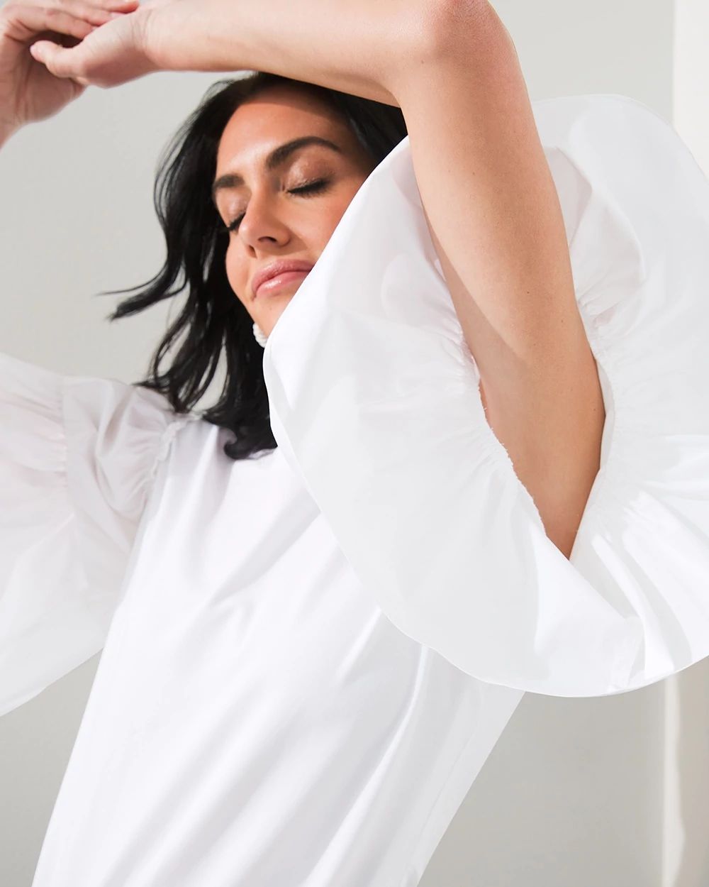 Knit and Woven Tiered-Sleeve Top