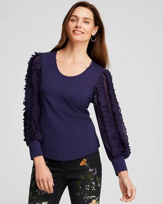 Chiffon Pleat Sleeve Tee