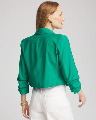 Cropped Ruched Sleeve Blazer click to view larger image.