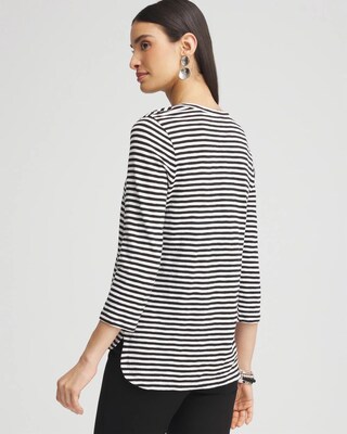 Striped Slub 3/4-Sleeve Tee click to view larger image.