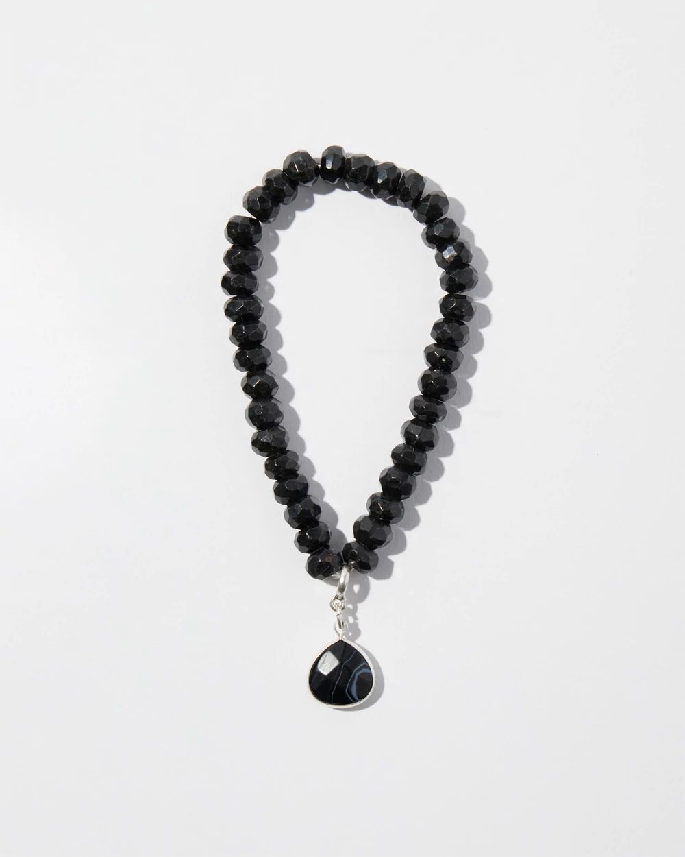 Stone Dangle Black Stretch Bracelet