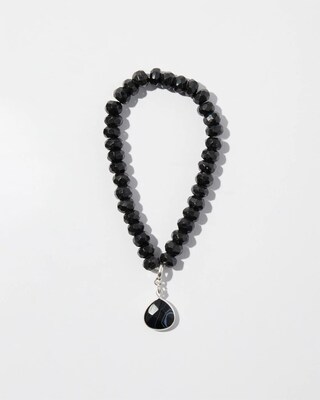 Stone Dangle Black Stretch Bracelet