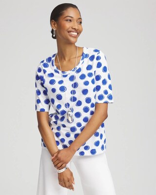 Polka-Dot Slub Short Sleeve Tee