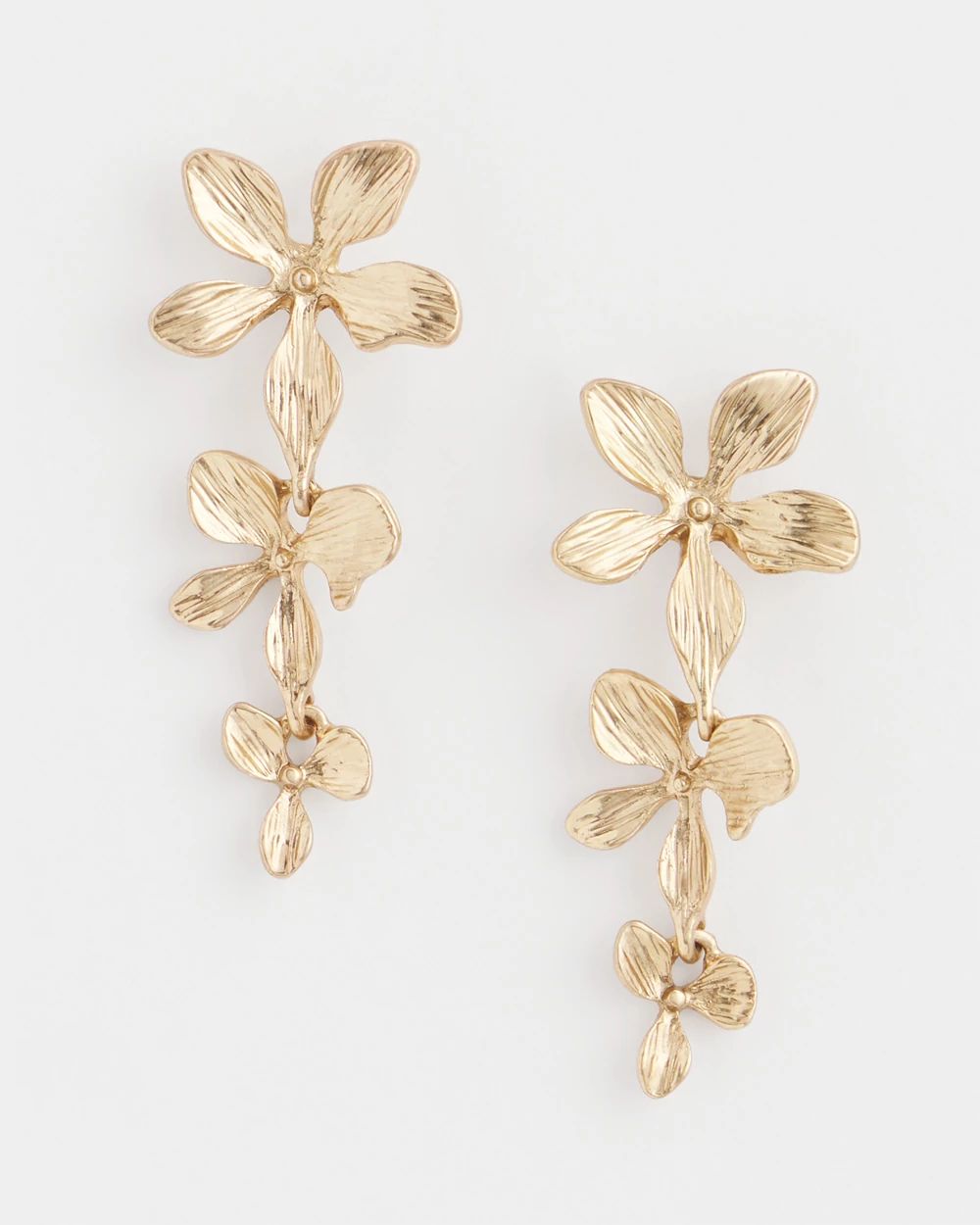 No Droop® Gold Tone Floral Drop Earrings