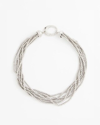 Silvertone Multi-Strand Beaded Necklace click to view larger image.