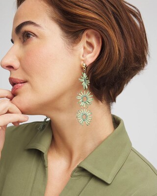 No Droop® Green Star burst Drop Earrings click to view larger image.