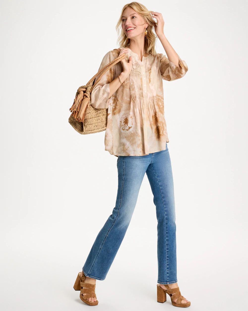 Cotton-Blend Pintuck Tunic click to view larger image.