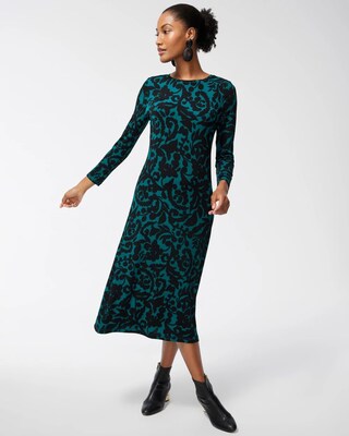 Travelers Foliage Print Midi Dress