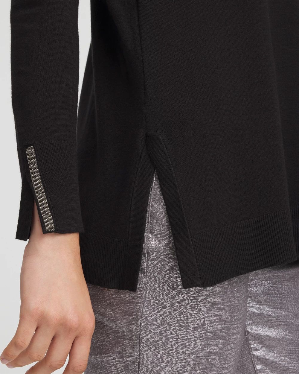 Embellished Crew Neck Sweater Tunic click to view larger image.