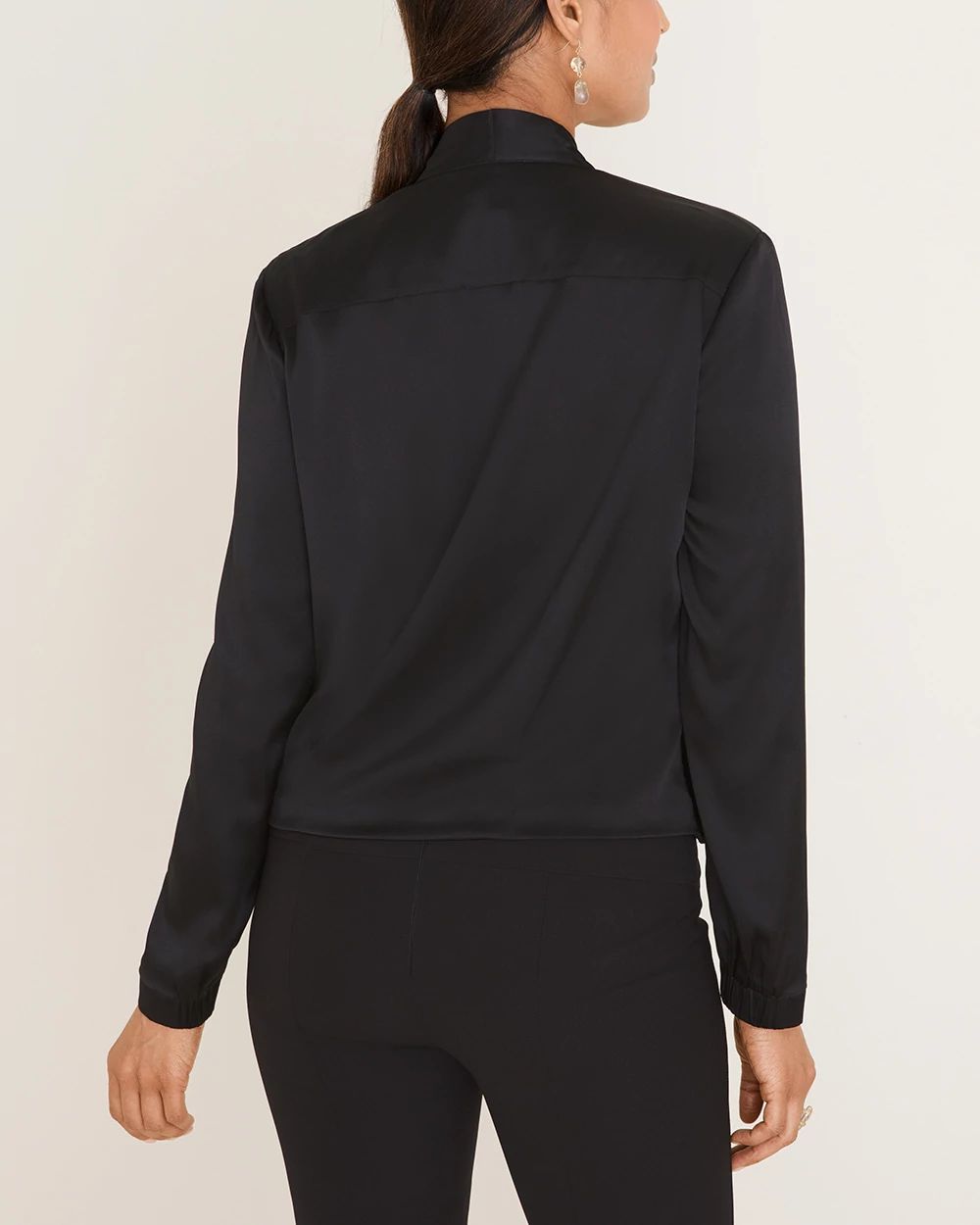 Black Label Silk-Blend Surplice Top