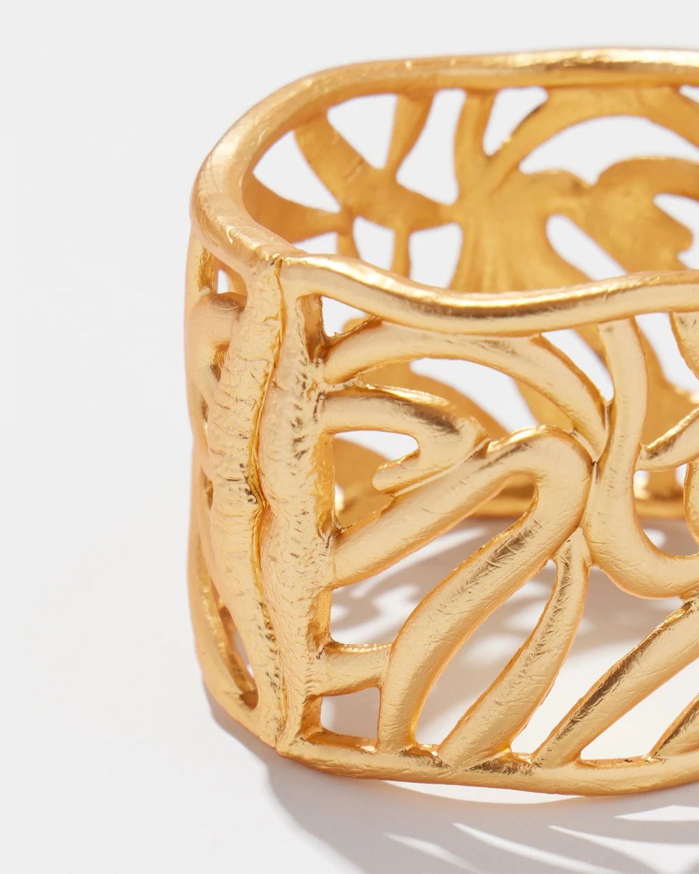 Textured Gold Tone Hinge Bracelet