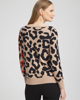 Embroidered Leopard Jacquard Sweater click to view larger image.
