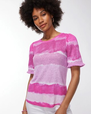 Linen Fringe Sleeve Tie Dye Tee