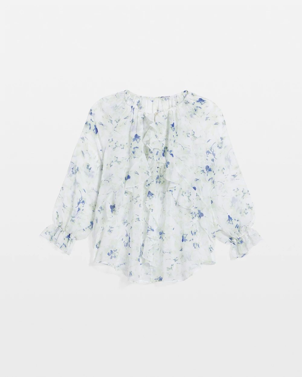Georgette Sheer Ruffle Blouse