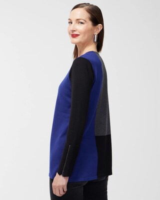 Colorblock Zipper Detail Sweater Tunic click to view larger image.