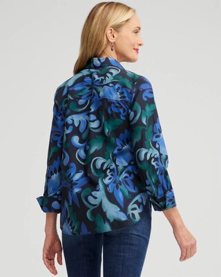 No Iron Stretch Scroll Print Shirt