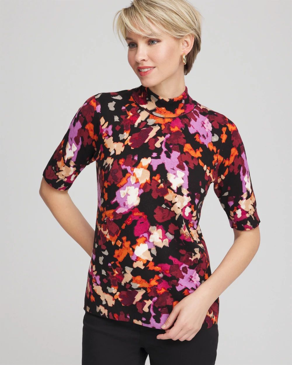 Ella Mockneck Painterly Pullover Sweater