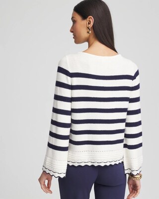 Striped Eyelet Pointelle Pullover click to view larger image.
