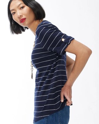 Stripe Cuff Sleeve Everyday Tee