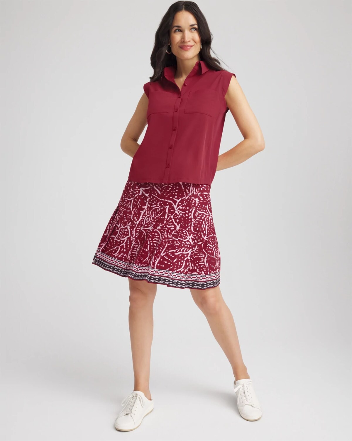 Chico's Rib Mix Top In Russet Red In Red