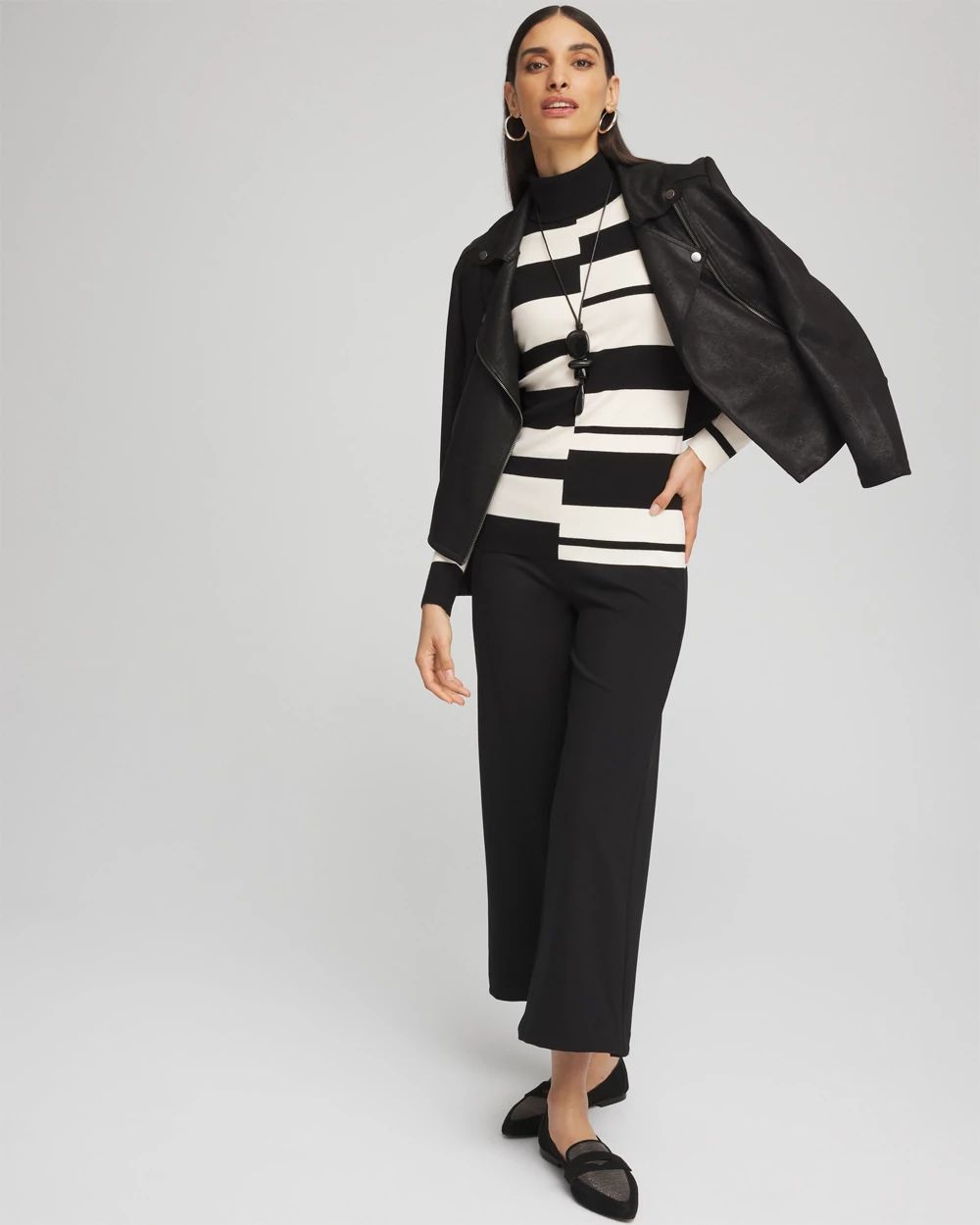 ECOVERO™ Striped Turtleneck Sweater