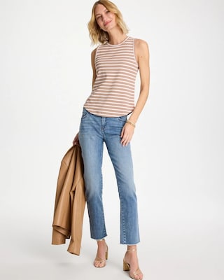 Striped High Neck Rib Tank click to view larger image.