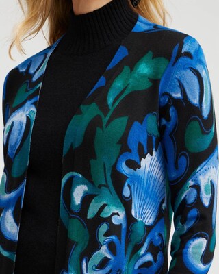 Green Scroll Print Cardigan Sweater