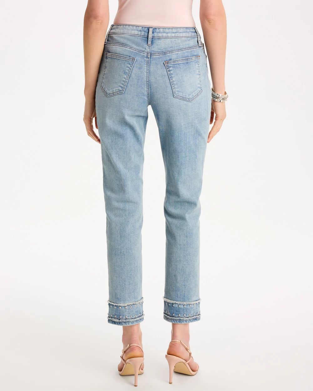 Girlfriend Slim Fray Hem Stud Ankle Jeans click to view larger image.