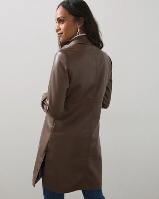 Elongated Faux Leather Shacket